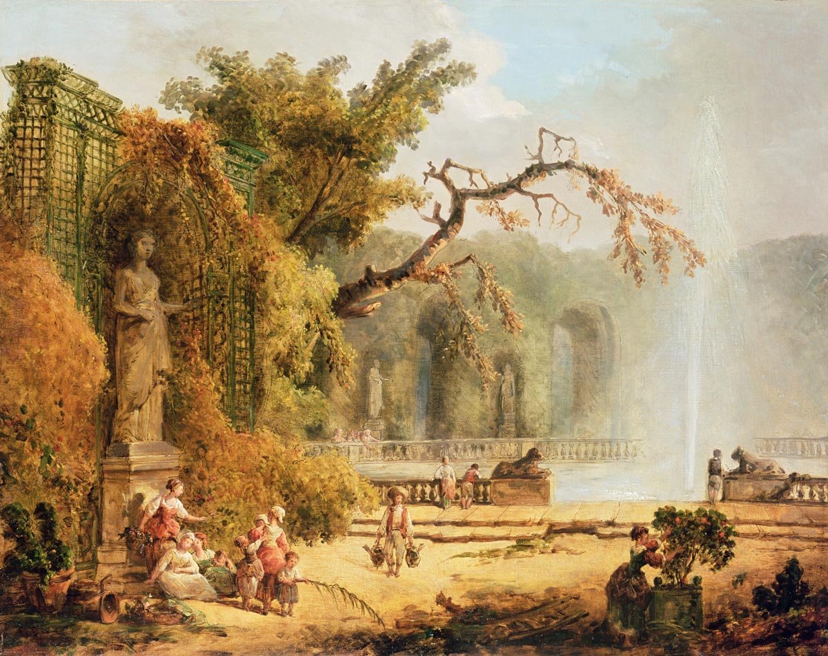 Юбер Робер фонтан Аполлона в садах